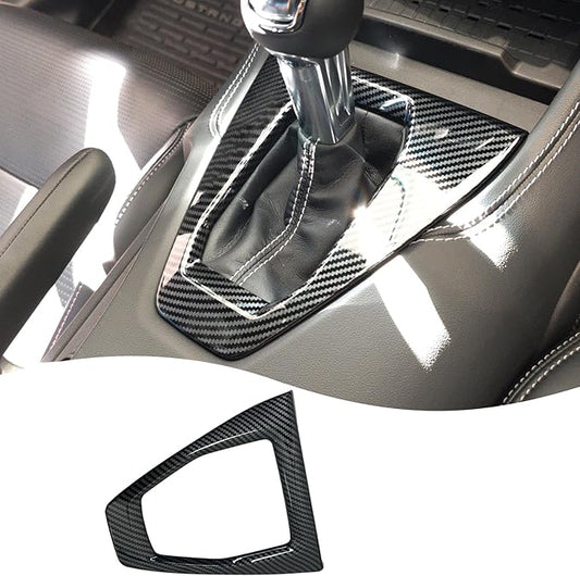 MUXEE Console Gear Shifter Panel Cover,for Ford Mustang 2024 2025 2026 - ABS Carbon Fiber Sport Style Console Gear Shifter Panel Cover Accessories(for Manual Gear Model)
