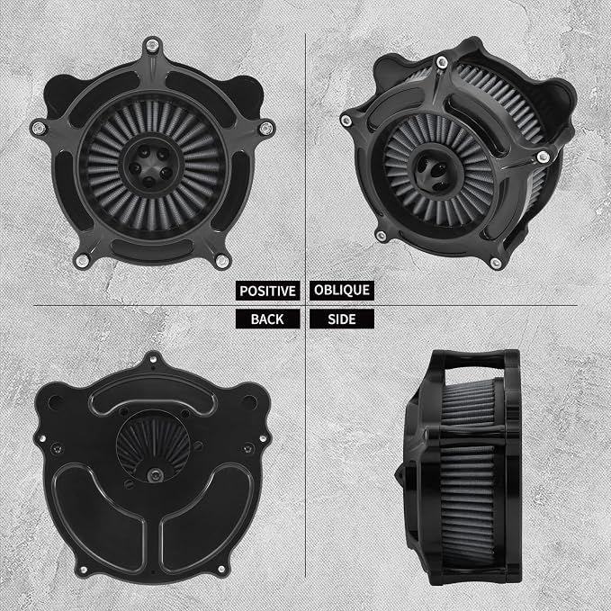 Air Cleaner Filter Aluminum Fit for Harley Touring Road King Street Glide Softail Sportster Dyna (Black Housing Grey Element, B For Touring 00-07,Softail 00-15,Dyna 00-17)