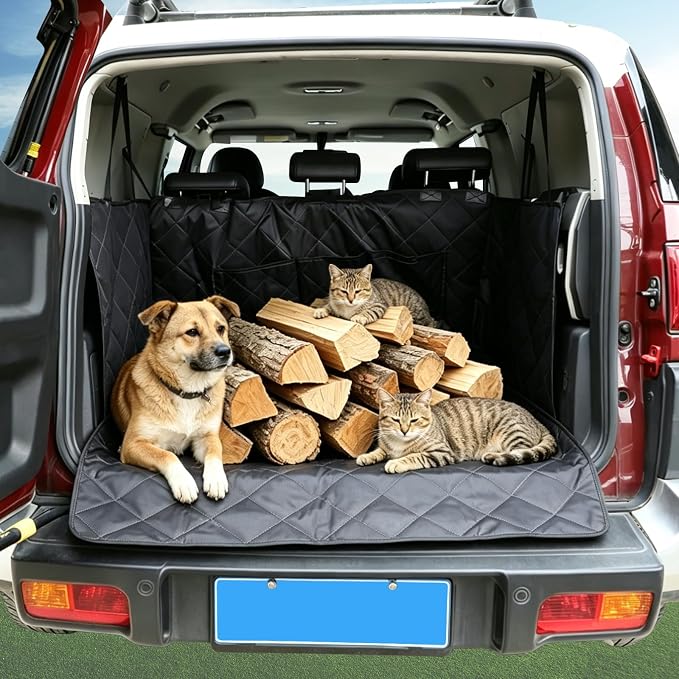 Aunginsy SUV Cargo Liner for Dogs Compatible with Toyota FJ Cruiser 2007-2021, Rear Trunk Mat Travel Nonslip Pet Cargo Boot Liner with Bumper Flap Protector Waterproof Floor Mat for Cats Accessories