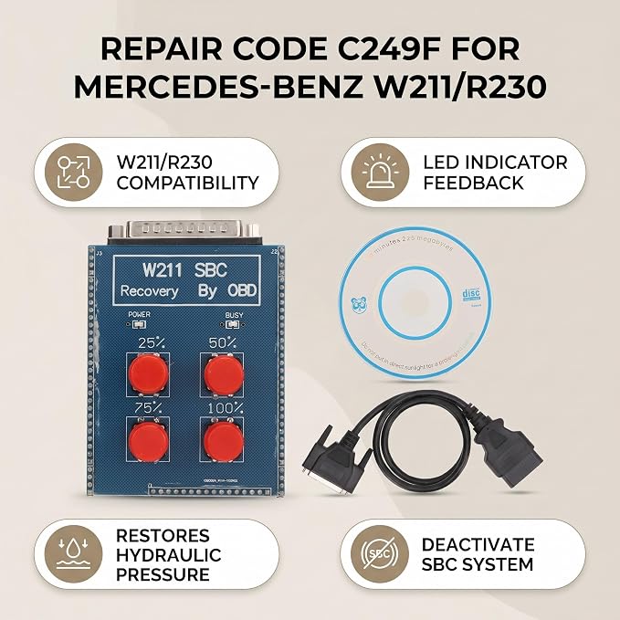 SBC Repair Tool, ABS SBC Reset Tool Repair Code ABS System Repair Tool Diagnostic Scanner C249F OBD2 SBC Reset Tool Replacement for W211 E Class R230 SL Class Blue