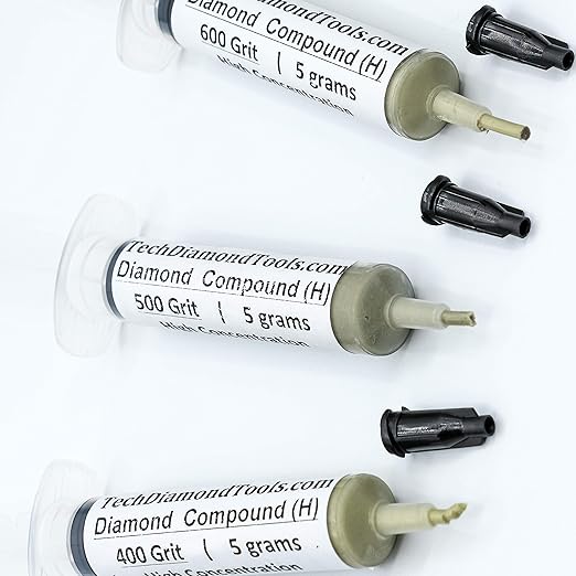 TechDiamondTools Diamond Polishing Compound Kit of 5 Lapping Paste USA Made 400 500 600 800 1050 Grit Lapidary Paste for Rock Glass Metal Jewelry Resin Marble with High Concentration of Diamond Powder