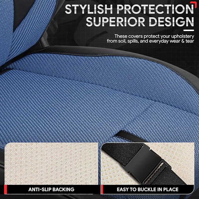 Drive Series Full Set Seat Covers Universal for Cars Trucks SUV, Navy Blue, CA-SC-Drive-Full-NB