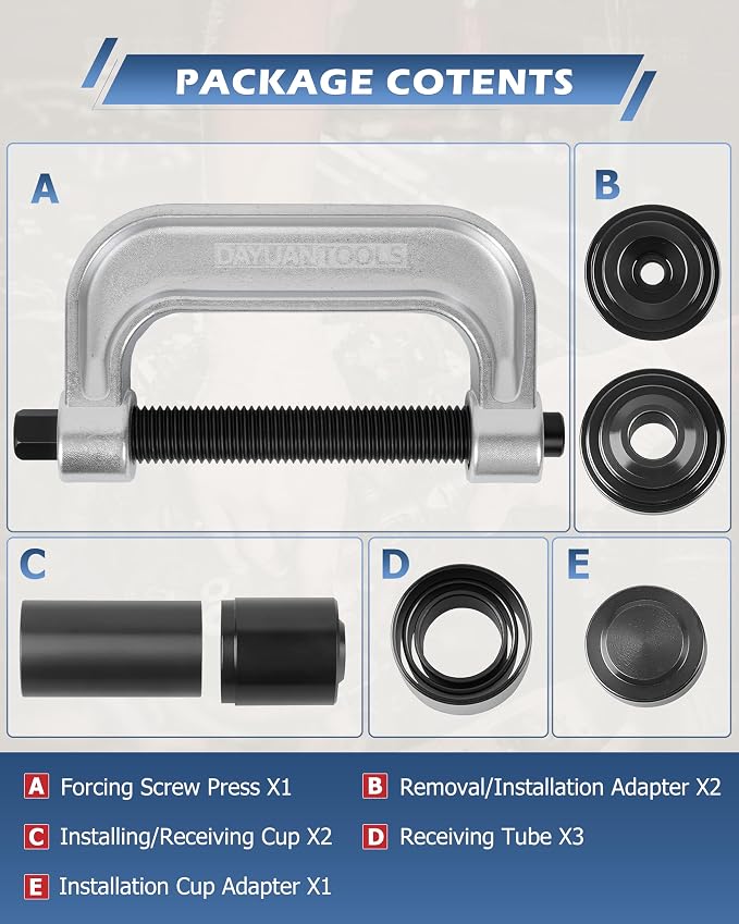 DAYUAN 19pcs Wheel Bearing Press Kit Bundle with Ball Joint Press & U Joint Removal Tool Kit