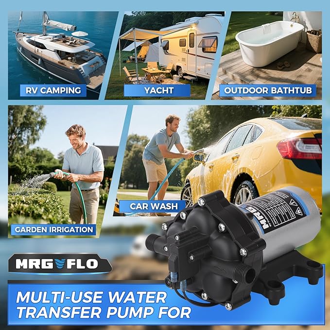 Upgraded 110V AC Fresh Water Pump, 7GPM 70PSI, Five Chamber Self-Priming Diaphragm Pump with Heavy Duty Pressure Switch & Strainer for RV, Marine，Home Water System, Irrigating & Industrial Settings