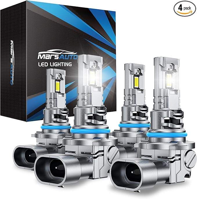 Marsauto 9005/HB3 9006/HB4 Light Bulbs, 9005 9006 80000LM Super Bright Front Light Bulbs with 5 mins Plug and Play, Turbo Fan, 50000 Hours Lifespan, 6500K Cool White, No Polarity, Fog Light, Pack of 4