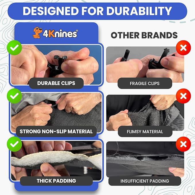 4Knines Split Cargo Liner for SUV – For Dogs & Pets, Heavy-Duty, Waterproof Trunk Mat & Cargo Cover – Fits 60/40 Split Bench & Armrest Pass-Through – Machine Washable, Non-Slip, Durable (Large, Beige)