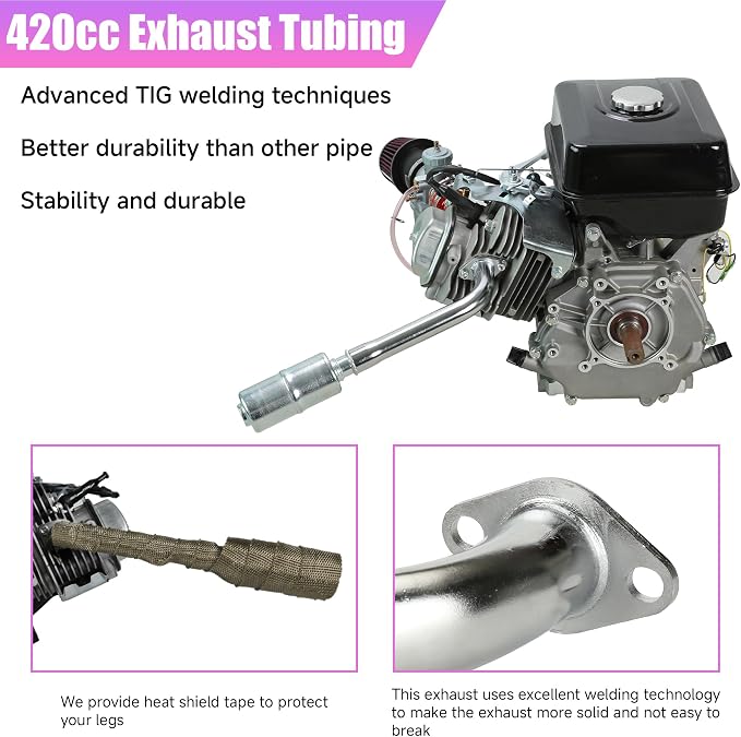 Performance VM34 Carburetor Exhaust Pipe Muffler Stage 2 Kit Replacement for Predator 420 301cc GX390 GX340 GX270 13Hp 15Hp Engine Mini Bike Go Kart Cart Lawnmower Water Pump Parts
