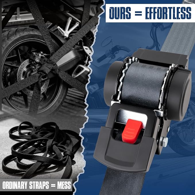 2 Pack Retractable Ratcheting Straps - 2 Inch x 10 Feet | 3,000lbs Break Strength, Heavy-Duty Ratchet Tie-Down Straps for Moving, Cargo,Truck, Motorcycle