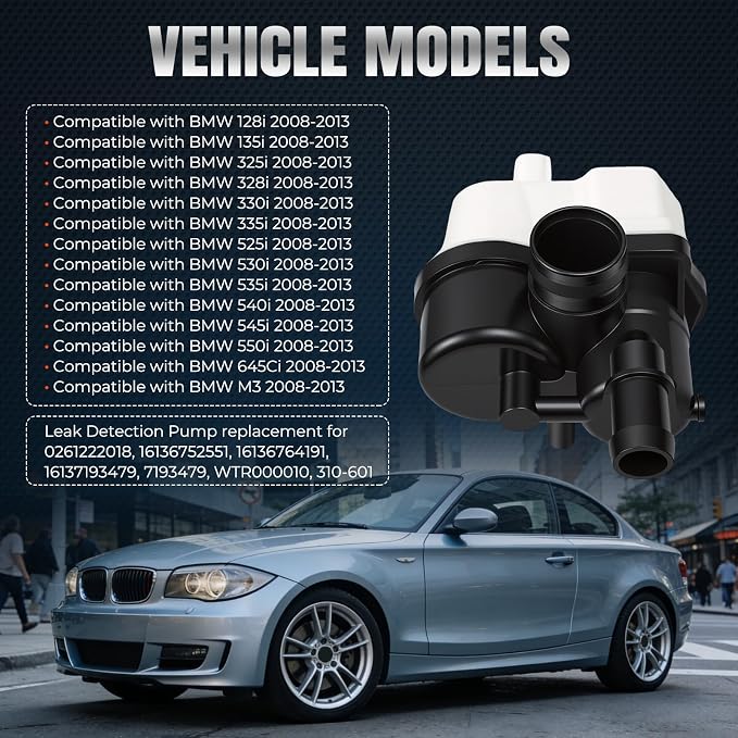 Fuel Vapor Leak Detection Pump Leakage Diagnostic Pump Dmtl Pump Compatible with BMW 128i 135i 325i 328i 330i 335i 525i 530i 535i 540i Replace for 0261222018 1613719347916136764191 16136752551
