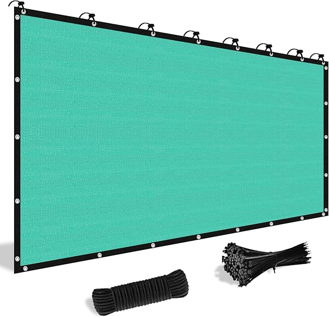 Shade&Beyond Customized Size 5' X 13' Shade Cloth with Grommets, 90% UV Protection UV Protection Mesh Tarp Sun Screens for Patio GN04, Turquoise