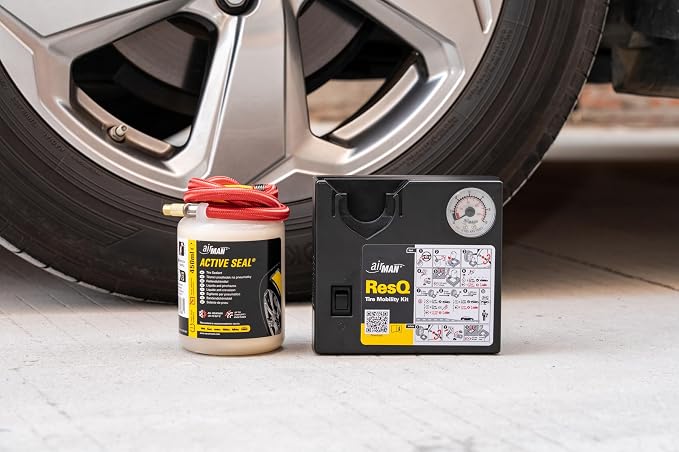 AIRMAN Flat Tire Repair Kit - ResQ 12V Compressor Tire Mobility Kit with Water Based Sealant