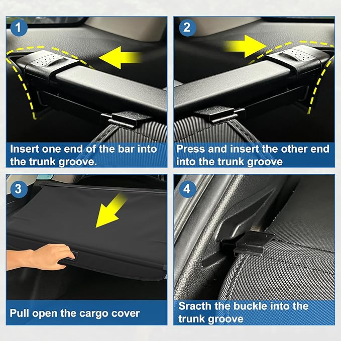 uxcell Retractable Cargo Cover for Genesis GV70 2022-2023 Waterproof Non Slip SUV Rear Trunk Shielding Shade Black