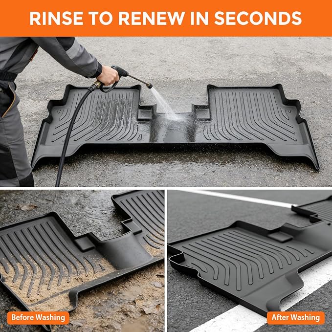 Floor Mats for Ford Escape 2013-2019 and for Ford C-max 2013-2018, Custom Fit Heavy Duty TPE All Weather Protection, Waterproof Non-Slip Black Car Liners for Front & Rear (Two-Row Floor Mats)