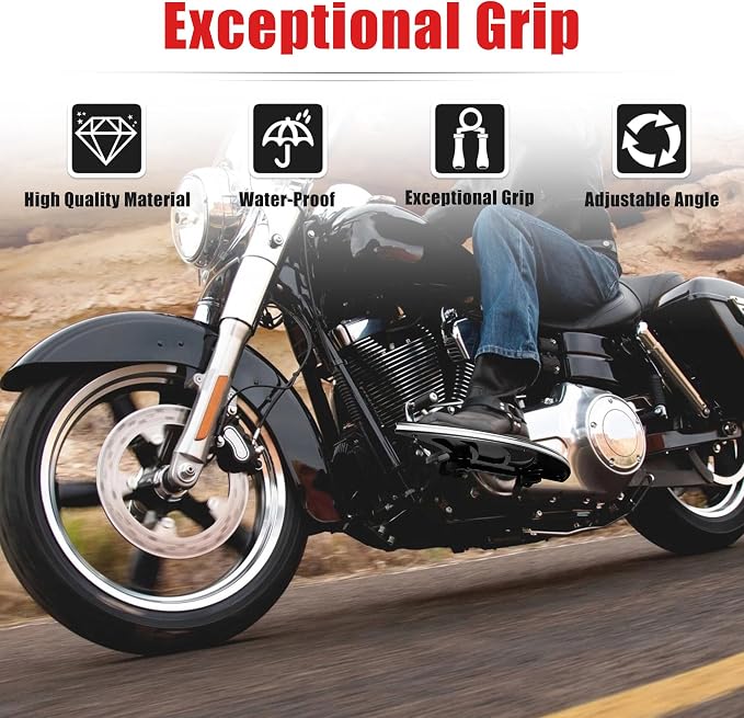 Goldfire Large Floorboards Driver Footpegs Front Rider Foot Rest Pedal Bat Shape Motorcycle Accessories Fit for Harley 2012-2016 FLD, 1986-2017 FL Softail, 1986+ Touring and 2008+ Trike Models, Black