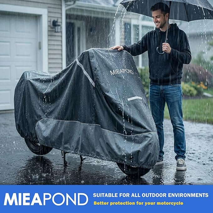 Heavy Duty Motorcycle Cover Compatible with Honda Rebel 500 300 250, Harley Davidson Iron 883,Forty-Eight,Sportster S and More - Waterproof Motorcycle Cover Outdoor Storage