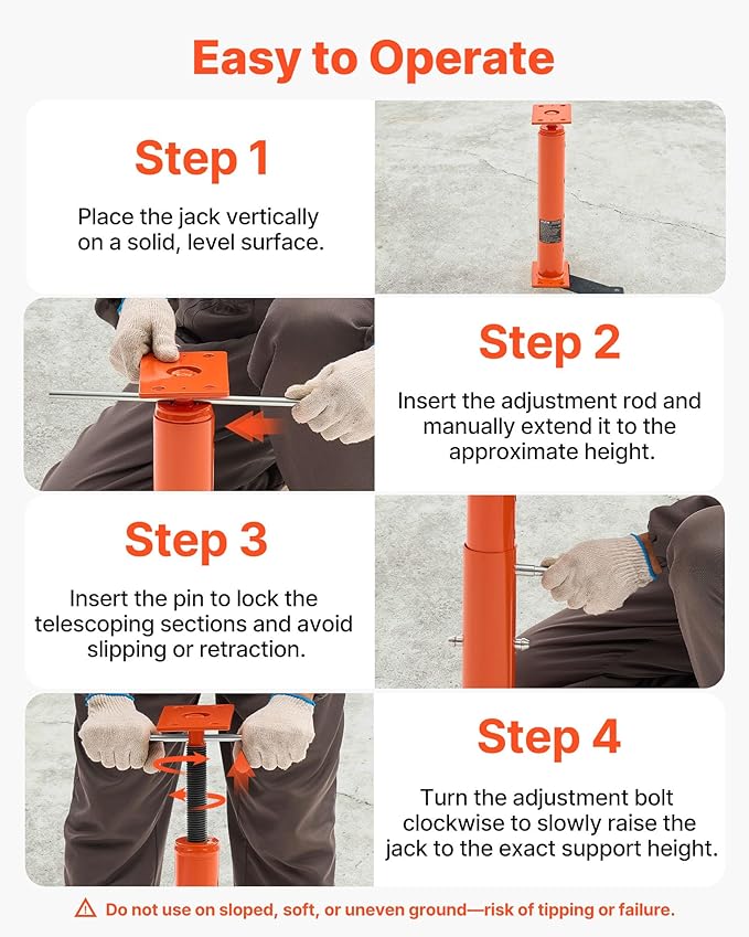 VEVOR House Floor Jacks, 2 Pack 19-36 Inch Height Range, 18000 lbs Max Load Capacity, Adjustable Support Beam Basement Jack Post Pole for Leveling, Lift Steel Telescoping Post for Temporary Support
