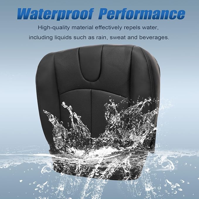 SecosAutoparts Front Perforated Leather Driver and Passenger Side Bottom Seat Cover Black Compatible with Infiniti G37 2008 2009 2010 2011 2012 2013