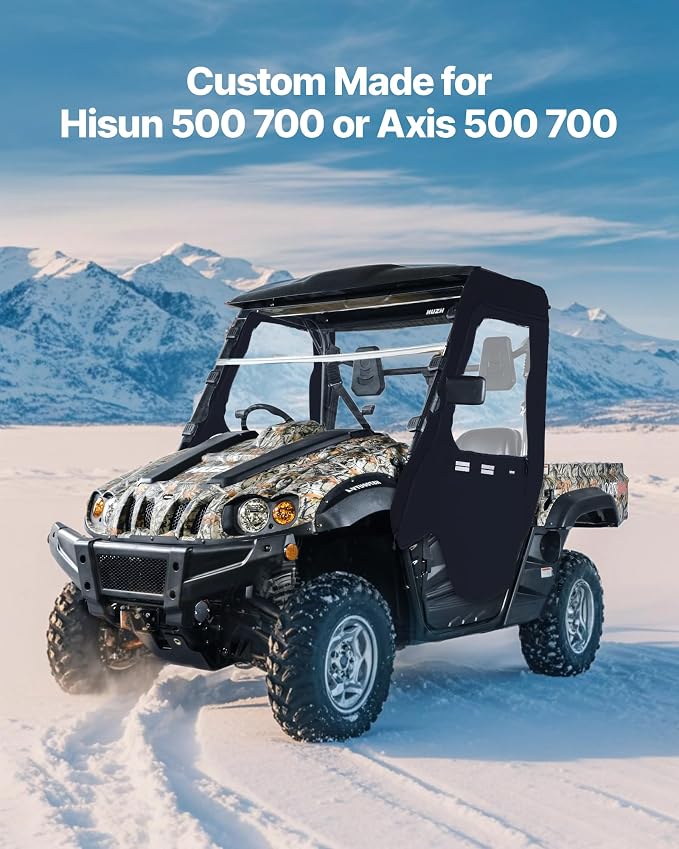 VEVOR Cab Enclosure Upper Doors, Compatible with Hisun 500 700/Axis 500 700, Soft Upper Doors, Windproof & Waterproof Upgraded Zipper UTV Soft Side Window Kit, Work with Side Mirrors and Windshields