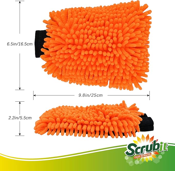SCRUBIT 2 Pack Car Wash Mitt – Scratch-Free Car Sponges for Washing, Dual Sided Wash Mitts for Car Washing - Premium Car Washing Sponge for Cars, Trucks, and Boats