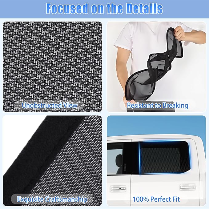 ZATOOTO Car Window Shades F150 2015-2020 for Rear Window 2Pack car Shades for Back Windows Baby & Pet | Blocks 99% UV Rays & Heat | Breathable Mesh for Privacy & Bug Protection | Camping & Travel