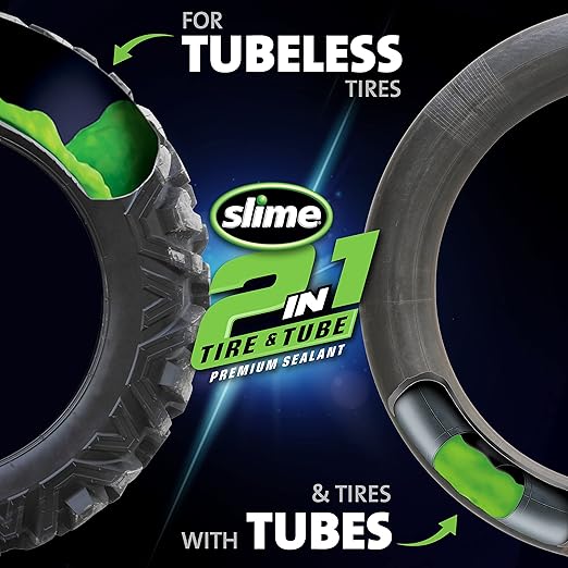 Slime 10193 Tire and Tube Sealant Puncture Repair Sealant, 2-in-1, Premium, Prevent and Repair, Suitable for Non-Highway Tires and Tubes, Non-Toxic, Eco-Friendly, 16oz Bottle