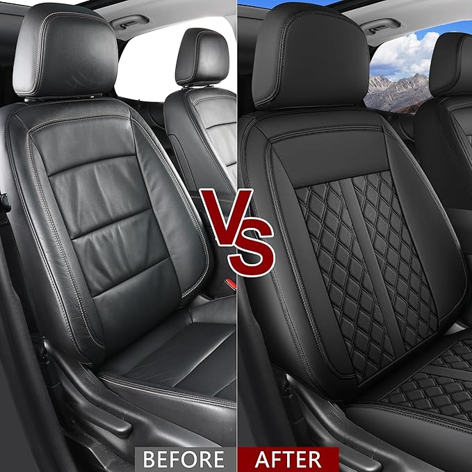 Huidasource Nissan Titan Seat Covers, Waterproof Cushion Covers Custom Fit for Nissan Titan/Titan XD 2016-2024 SV PRO-4X SL Platinum Reserve Crew Cab Faux Leather Seat Protectors (Fullset/Black)
