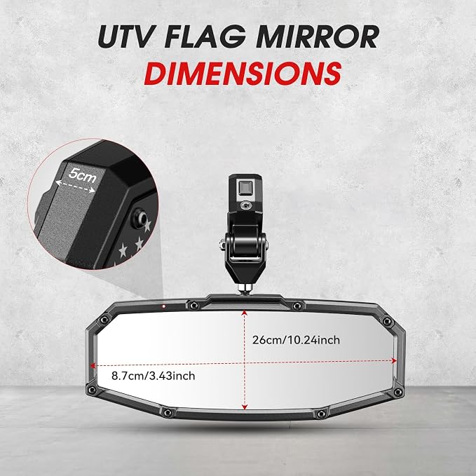 UTV Rear View Mirror,2026 New Flag UTV Mirrors-High Density 360° Adjustable Angle for 1.5 to 2.0 in Round Roll Cage,Compatible with Polaris RZR,Pioneer SXS,Kawasaki Mule KRX,Can Am X3