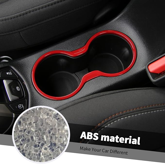 Jimen Fit for Jeep Compass 2017-2020, 8PCS Red Interior Trim Kits - Dash Air Vent Cover, Headlight Switch Trim, Shifter Knob Cover, Front Cup Holder Frame
