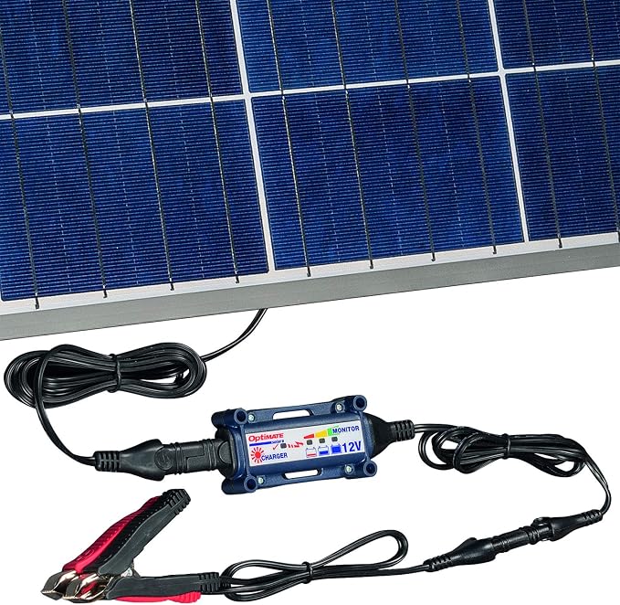 OptiMATE SOLAR + 80W Solar Panel, TM-523-8, Solar Pulse Charger, Tester & Maintainer for 12V batteries, with 80W solar panel
