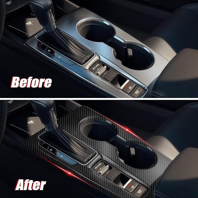14PCS Interior Trim Set for 11th Gen Honda Civic 2022-2026, Carbon Fiber Style | Sporty cabin upgrade – air vents, door bowls, window switches & steering wheel cover for 11th Gen Civic