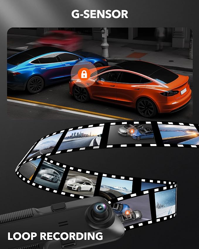 WOLFBOX G840H 12'' Mirror Dash Cam with ADAS and BSD, 2.5K Rear View Mirror Camera Front and Rear, 5.8GHz WiFi, Voice Control, Parking Monitor, Included GPS, Loop Recording (SD Card Not Included)