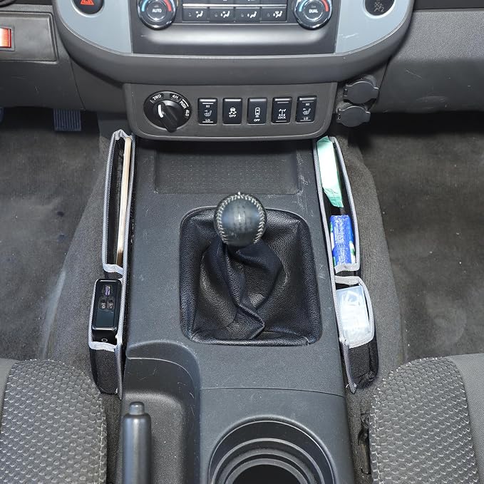 Center Console Gear Shift Side Pocket Organizer Compatible with Nissan Frontier 2009-2017,Oxford Cloth Central Control Side Phone Holder Pouch Organizer Interior Storage Accessories
