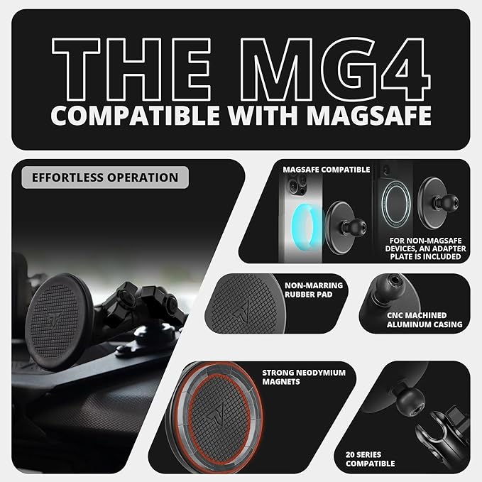 Tackform Link Vent Mount Magnetic Phone Holder - Compatible with MagSafe, 2021-2025 Ford F150 & Raptor, 2023-2025 Ford Super Duty | Billet Aluminum | Zero Slip | 2" Arm | Orange