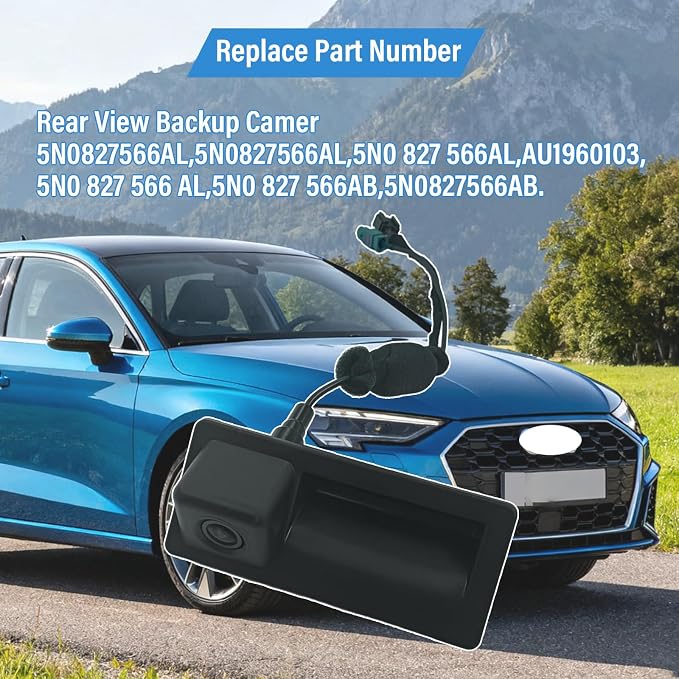 5N0827566AL Rear View Backup Camera Compatible with Tiguan 2.0L 2012-2017 Compatible with Audi A3/S3 1.4L 2.0L 2015-2020 AU196010 5N0827567AB Car Trunk Handle Backup Camera