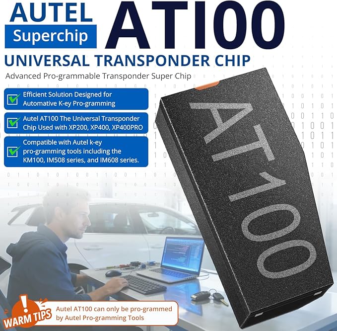 Autel AT100 Multi-Application Transponder Super Chip Used with XP200, XP400, XP400PRO for Vehicles for ID11/12/13/46/47/48/49/4A/4C/5C/4D/64/8A/8C (Pack of 10)