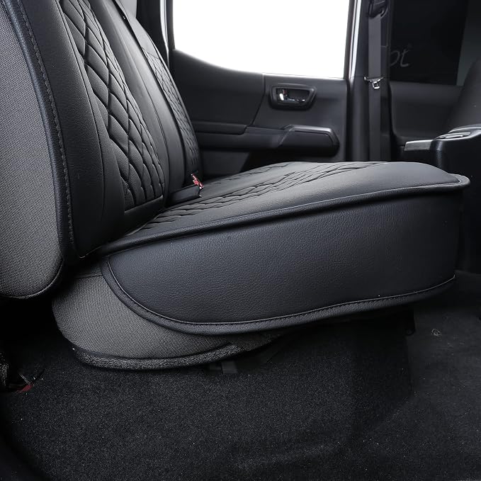 Tomatoman Tacoma Seat Covers Customized for 2005-2025 2026 Sport Extended SR V6 Pickup Truck, Waterproof Faux Leather Car Cushions(Rear Seat, Black)