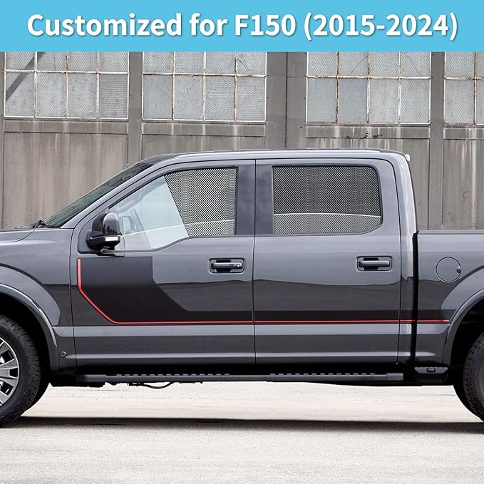 F150 Specific Side Window Sun Shades, 2015-2024 Rear Vehicle Interior Shade for Baby Mesh Car Window Covers, Breathable, UV Protection and Heat Insulation (F150（2015-2024）, Rear Side-2pcs)
