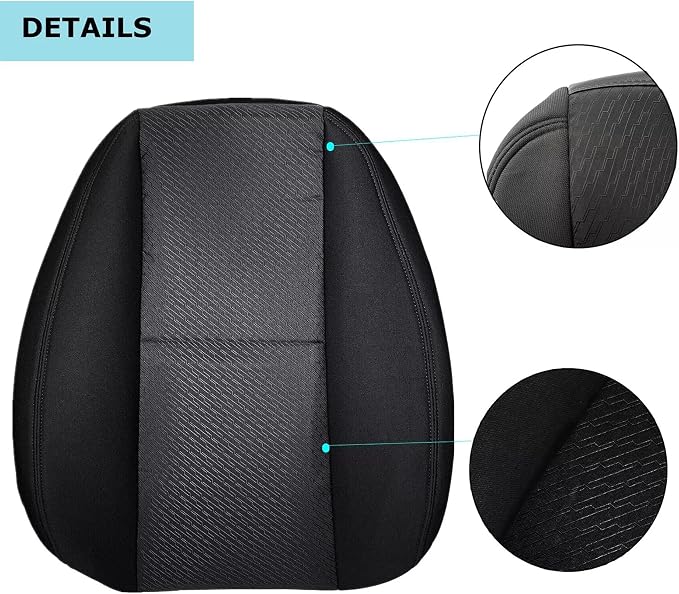 GXARTS Driver and Passenger Side Bottom & Top Lean Back Replacement Cloth seat Cover Black #19C Fit for Chevy Silverado Avalanche Suburban Tahoe GMC Sierra Yukon XL 2007 2008 2009 2010-2014