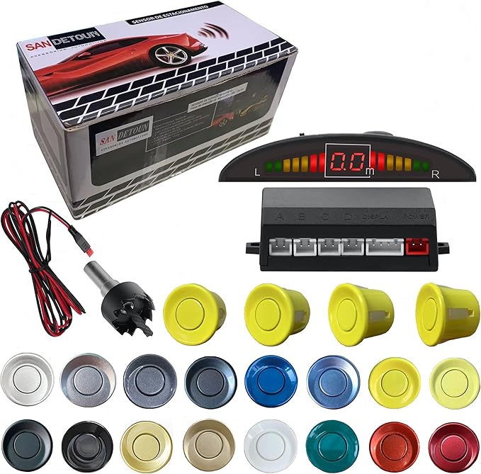 Parking Sensor Kit Backup Sensor Kit Reverse Sensor for Car 18 Color Options for Probes Adjustable Alarm Volume Professional Sensore de Reversa para Carro Safe Driving Assistant （Light Yellow）