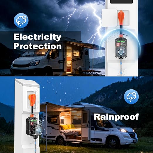 Vehiker 18000 Joules-RV Surge Protector 50 Amp, RV Power Surge Voltage Protection, RV Adapter Plug for Camper, Circuit Analyzer for Travel Trailers with Waterpoof Cover