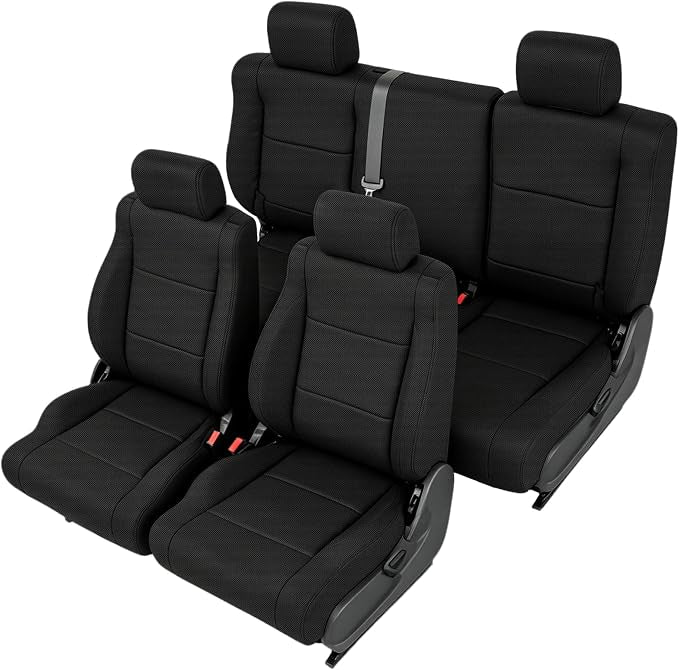 Custom Seat Covers for Jeep Wrangler Unlimited 4-Door 2008 2009 2010 Heavy Duty Cloth Protector Interior Accessories，Waterproof & Machine Washable, Foam Padded - Black（Front & Rear）