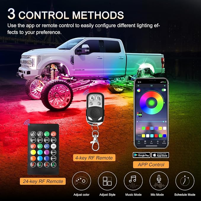 16 Pods LED Multi Chasing Color Rock Lights, APP/RF Control Waterproof Underglow Music Mode Off Road Exterior Kit with Brake Turn Signal for Trucks Jeep ATV UTV RV Boats