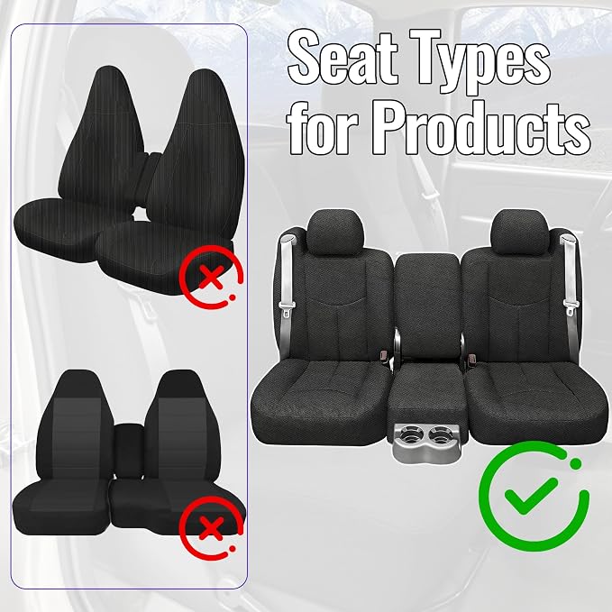 Front Seat Covers for Chevy Silverado & GMC Sierra 1500 1999-2006 & Classic Composite Sponge Fabric Soft Breathable Comfortable - Black