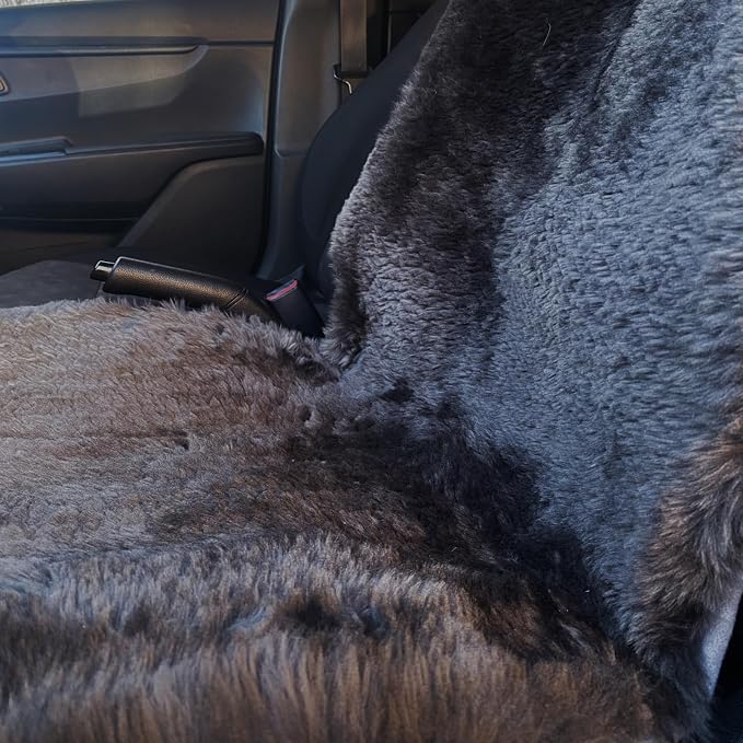 Genuine Sheepskin car seat Covers auto Accessories for Winter and Summer Merino Wool seat Covers fits Trucks sedans suvs minivans from Seats Damage (Charcoal Gray)