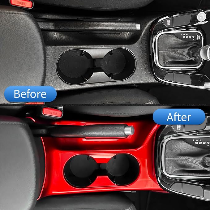 2PCS Cup Holder Trim Cover Compatible with Kia Soul 2020-2025 Accessories,Not for Electronic Handbrake Version (Red)