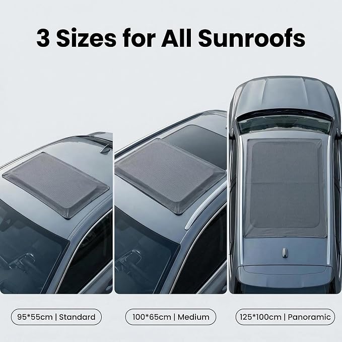 Magnetic Car Sunroof Shade Breathable Mesh, Car Window Shades for Camping, Sunroof Cover UV & Bug Protection, Car Camping Essentials for SUV Jeep, Quick Install Awning Side Windows Cover (39×26 inch)