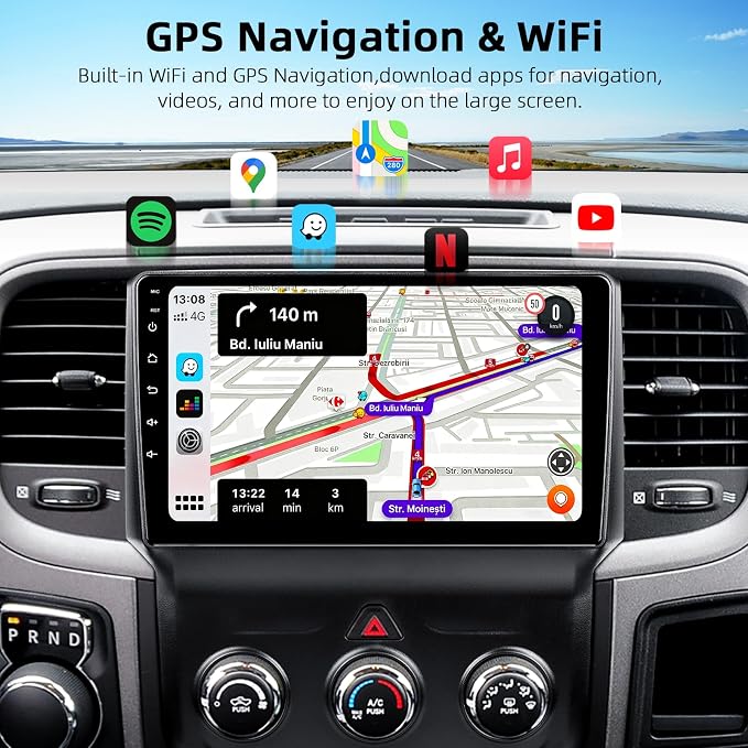 Car Stereo for Dodge RAM 1500 2500 3500 2013-2018,2+64G Android 13 Touch Screen Radio with Wireless CarPlay Android Auto Backup Camera(Only fit Manual AC)
