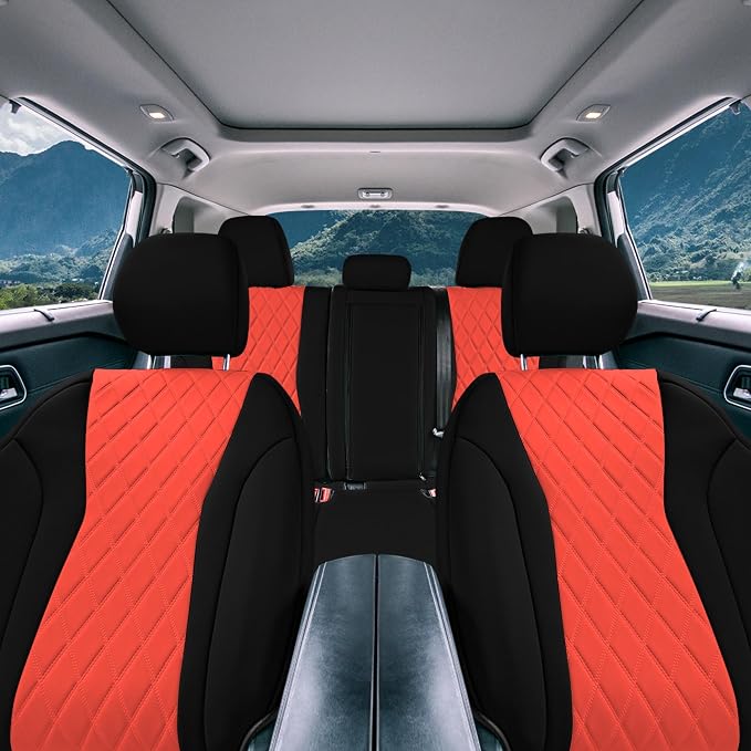 FH Group Custom-Fit Car Seat Covers Specifically Made for 2021-2026 Nissan Rogue, Full Set Red Ultraflex Ultraflex Neoprene Waterproof Automotive Seat Cover