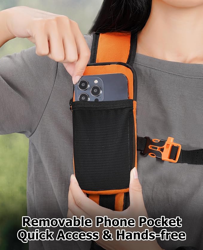 NOOLA Hydration Backpack with 3L Water Bladder - 22L Water Backpack for Hiking, Cycling, Running, Biking - Lightweight Hiking Pack Bag with Rain Cover, Phone Holder and Trekking Pole Holders, Orange