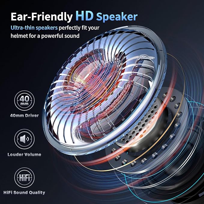 Fodsports FX-S Motorcycle Bluetooth Headset V5.4, 2-Way Helmet Intercom Communication System with IP67 Waterproof, CVC Noise Cancellation, Hands-Free Music/Call, 2 Type Mics, Black, 1 Pack